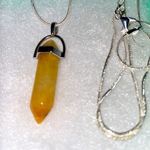 Hippie Boho Citrine Tear Drop Silver 24” Neck…